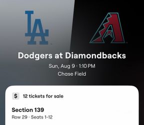 DBACKS VS DODGERS $70 EACH