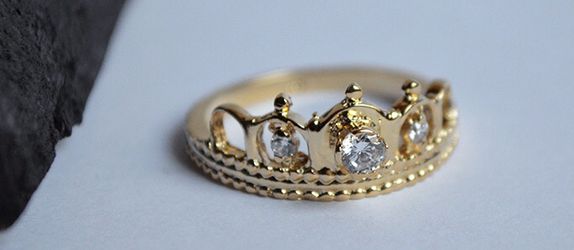 Gold plated 14K tiara ring