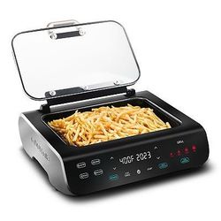 Gourmia FoodStation Smokeless Grill, Griddle, & Air Fryer with Integrated Probe