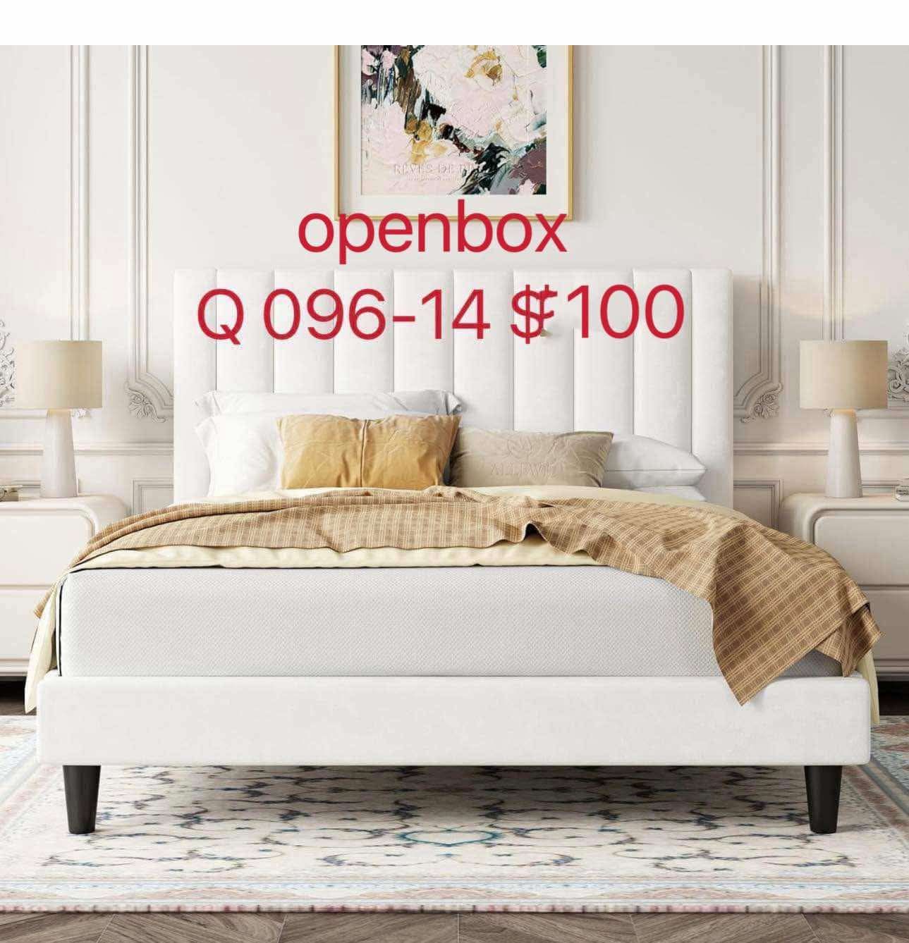 Allewie Queen Bed Frame/Velvet Upholstered Bed Frame,(open box)(096-14)