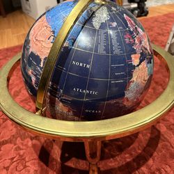 Large Decorative World Globe on Gold Stand – Home/Office Decor