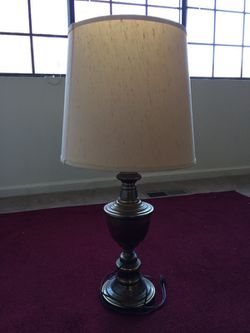 Antique metal base and half white crown table lamp for sale