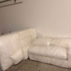 White Corduroy Sectional Breand New