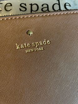 Kate Spade New York Brown Solid Zip Wristlet Wallet Logo Women's Wrist Strap