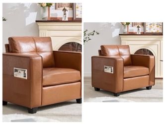 NEW TYBOATLE Faux Leather Tufted Single Modern Office Reading Chair (SET OF 2)
