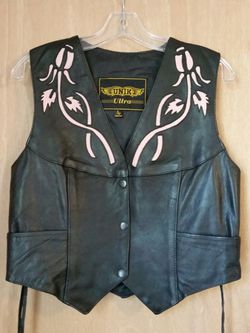 Ladies New Biker Leather Vest Large