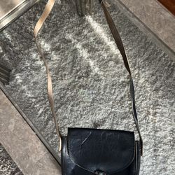Black Leather Crossbody Purse 