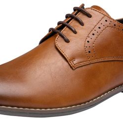 Jousen Men's Oxford Business Dress Shoes Formal Yellow Brown Oxford Wingtip Lace Up Dress Shoes