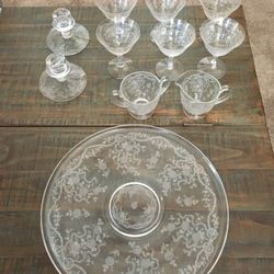 Vintage Fostoria Brand Etched Crystal Romance Pattern
