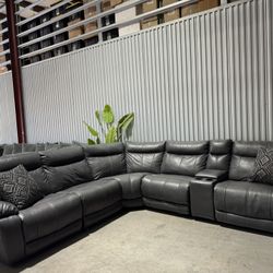 Free Delivery* Like New Gray Faux Leather Sectional Sofa with Recliners!