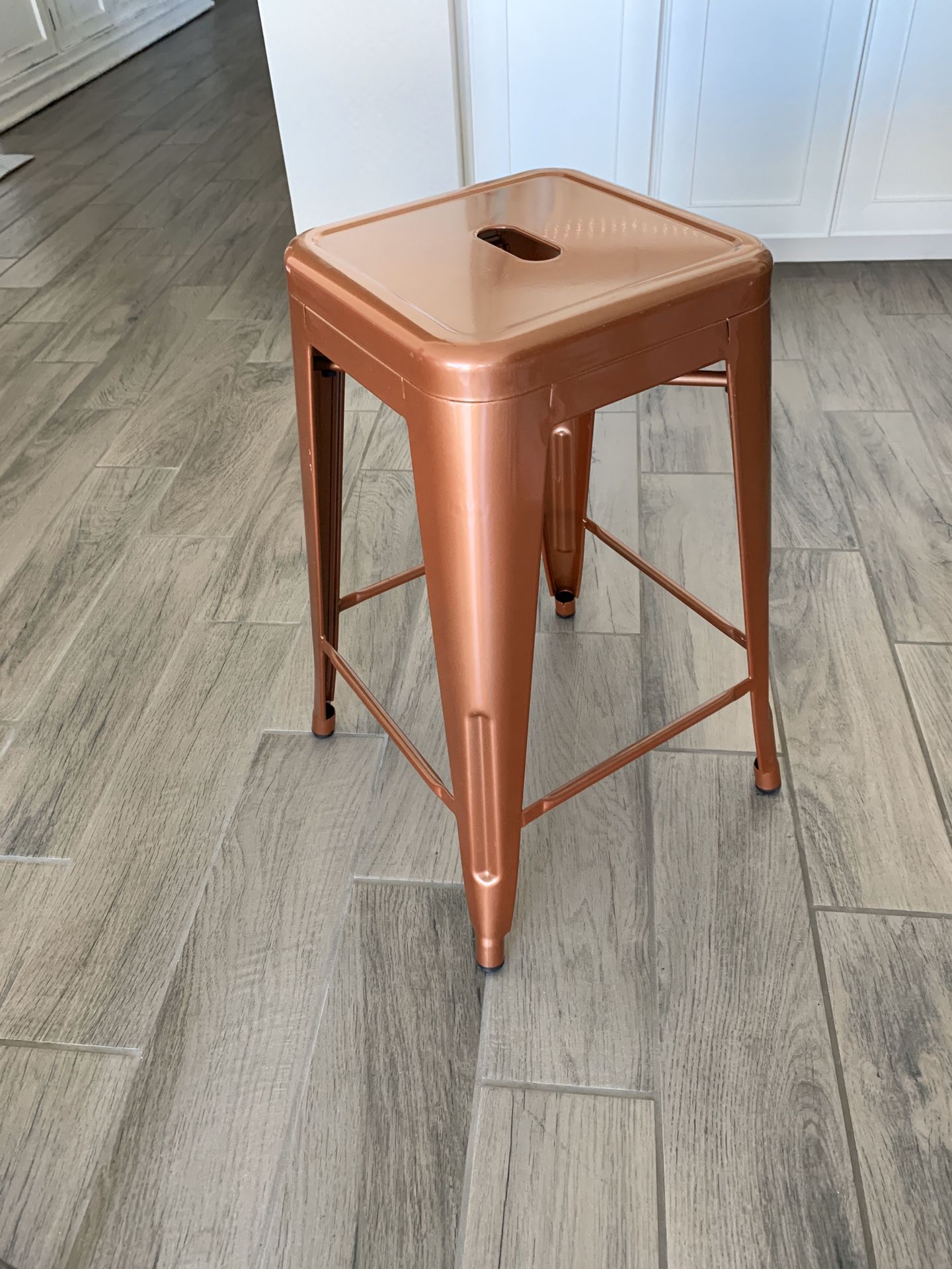 Six Glossy Copper Metal Bar/Counter Stools