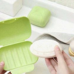 Blue / 1pc Plastic Soap Box, Travel Soap Container With Lid, Portable Soap Case, Solid Color Soap Holder Box, Drain Soap Dishes For Travel Camping Gym