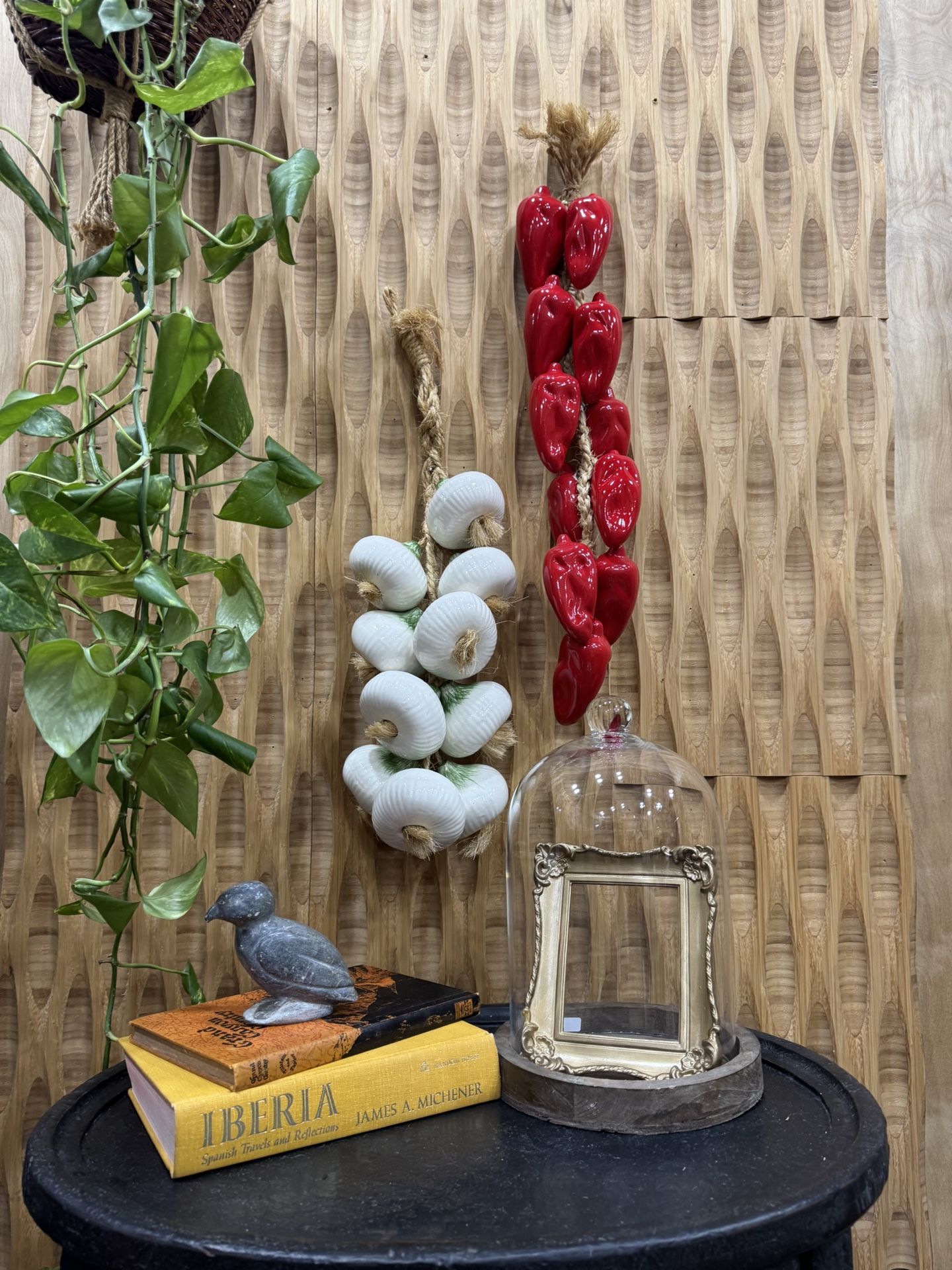Vintage Ristra Ceramic Red Chilis Wall Hanging Jute Rope Hand Painted Kitchen Decor Large Farmhouse