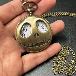 Vintage Bronze The Nightmare Before Christmas  Pocket Watch 