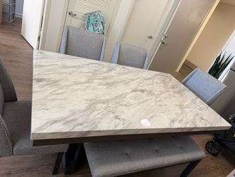 Dining table set— 4 chairs and bench included
