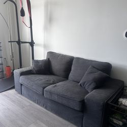Dark Gray Sofa with Ottoman