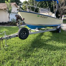 Aqua Sport 17’ With Johnson 90HP,27 Gallons Gas Tank,Aluminum Trailer With New Lights,Bimini Top, Ready To Fish Kendall West Area 