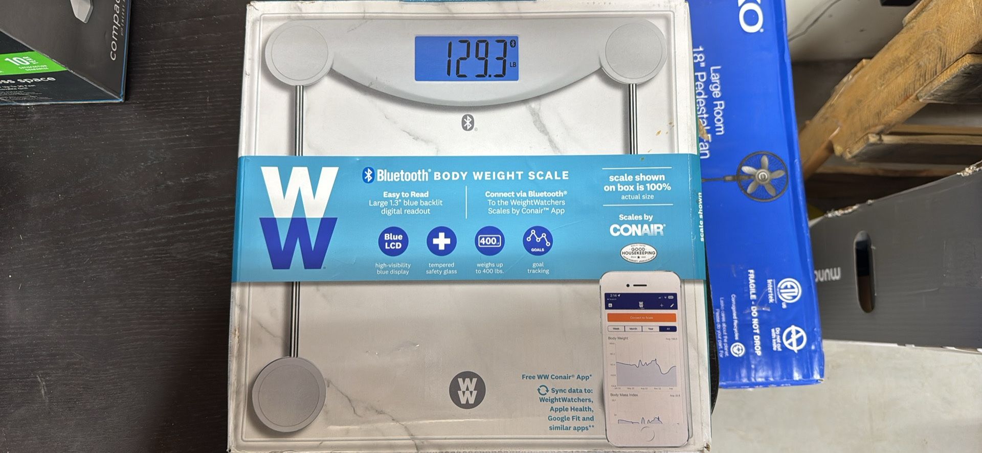 Weight Watchers Scales by Conair Scale for Body Weight, Digital Bathroom Scale in Clear Open Box QL