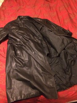 Leather trench coat