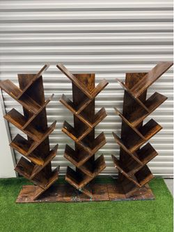 Tree-Shaped Wooden Bookshelf Set of 3