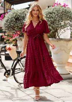Women’s Summer Dress Wine Red