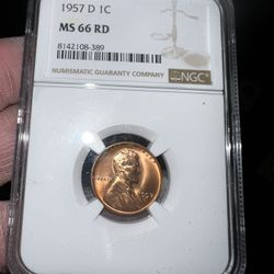 1957 D 1c MS66RD NGC