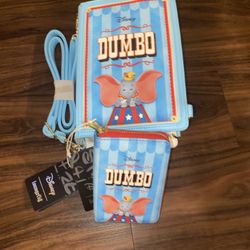 Disney Dumbo Book Convertible Crossbody Loungefly Bag With Matching Wallet
