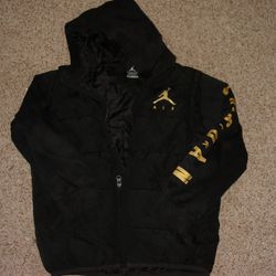 Boys Nike Air Jordan Full Zip Black/Gold Hoodie Jacket Size S