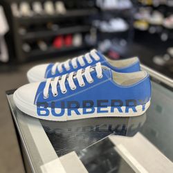 Burberry Blue Logo Print Sneakers Size 44EU