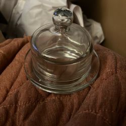 Vintage 90s Princess House Heritage Crystal Covered Butter Dish