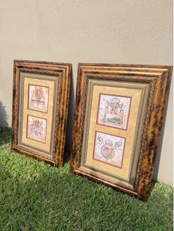 Pair of Designer Framed Palm Prints - Liz Jardine Tropical Art (42"x29" Each)