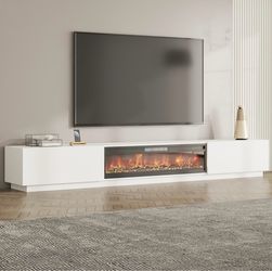 Brand new in BOX 109 Inch Electric Fireplace TV Stand for 100+ Inch TV, Extra Wide Fireplace Entertainment Center with 46" Large Fireplace and 12-Colo