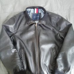 TOMMY  HILL  LEATHER  BOMBER JACKET 
