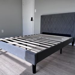 Brand New Full Size Upholstered Platform Bed With Plush Mattress (Free Delivery)