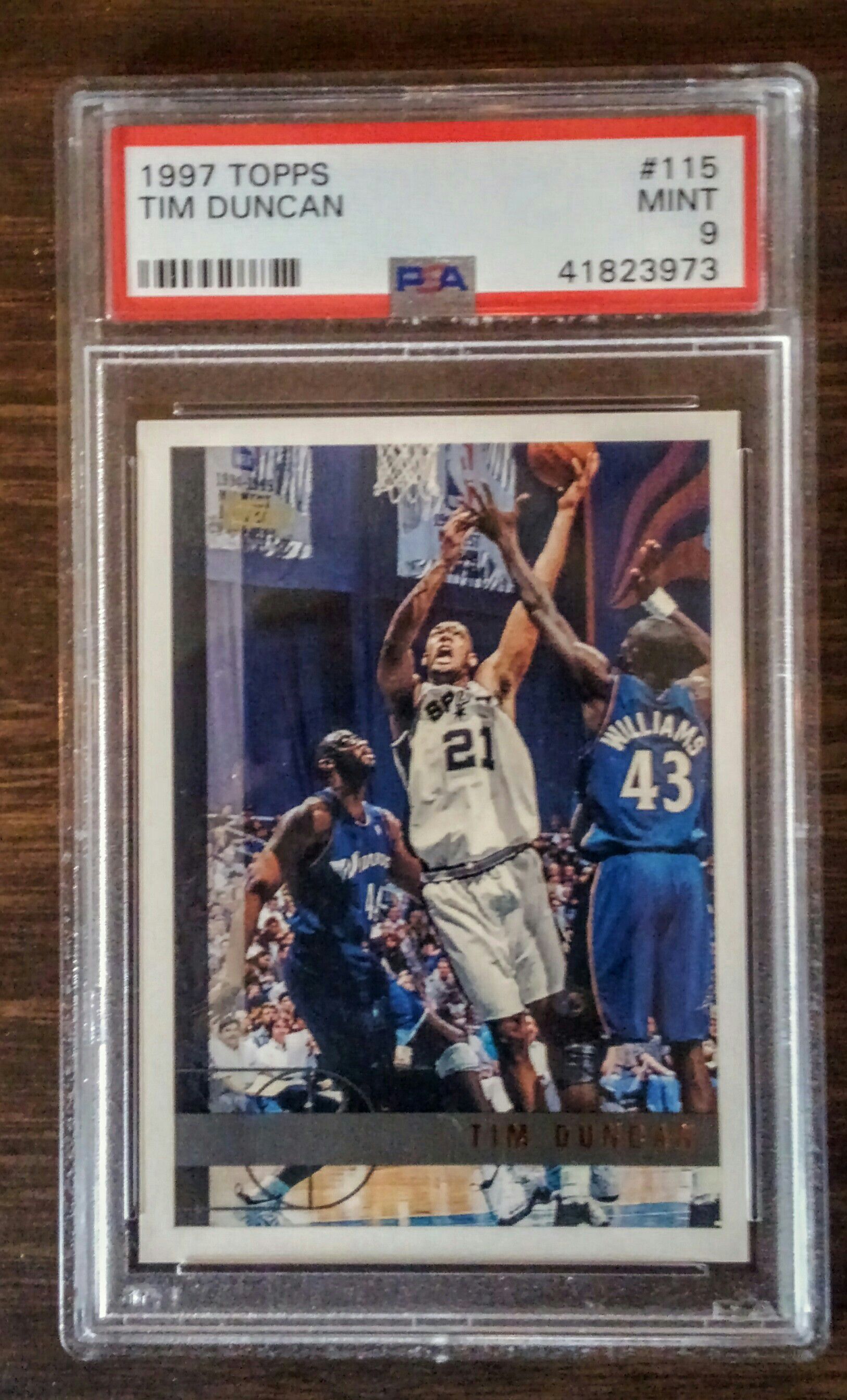 Tim Duncan San Antonio Spurs 1997-98 Topps #115 Rookie Card PSA 9 MINT