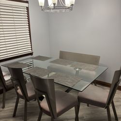 Beautiful Dining Table With Matching Bench And 4 Chairs  