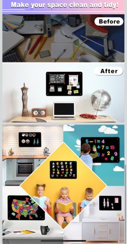🔥Brand new🔥 Black Magnetic Board,17.5" x 11.4" Magnet Bulletin Board to Display Magnetic Notes, Poetry, Photos, Suitable for Wall, Refrigerator, Cab