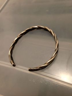 925 Sterling Silver Twisted Rope Braid Bangle Bracelet