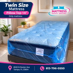 Twin Size Pillow Top Mattress – 14” Thick | ✨ Brand New from Factory | Excellent Comfort | Also in Full, Queen & King | 🚚 Same-Day Delivery