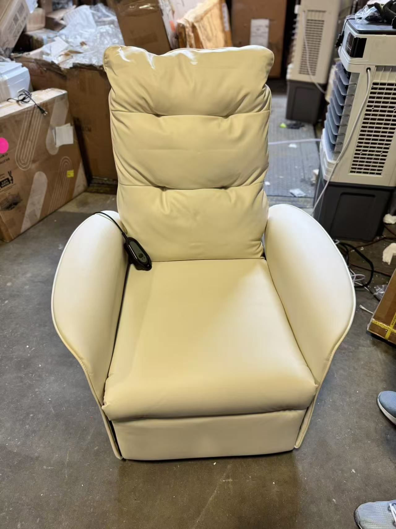 Velvet electric recliner ,high back sleeper white $130