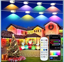 Smart Permanent Outdoor Lights for House, 100ft with 60 RGB Permanent Christmas Lights, P67 Waterproof with DIY Scene for Halloween Christmas Decor, R