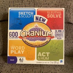 CRANIUM 3 In 1 ADULT Board Game Hasbro, 600 Interactive New Cards! NEW OPEN BOX!