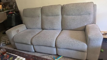 Fabric Dual Power Reclining Sofa