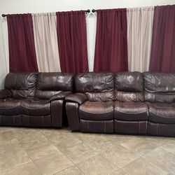 Brown Leather Couch & Loveseat - Used
