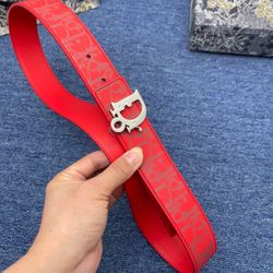 Dior Red Belt With Box New 