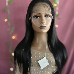 13x4 lace front human hair wig  silk human hair wig  26" black