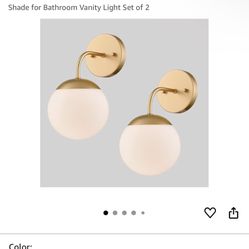 DANSEER Gold Wall Sconce Modern Nordic Style Milky Globe Glass Shade for Bathroom Vanity Light Set of 2