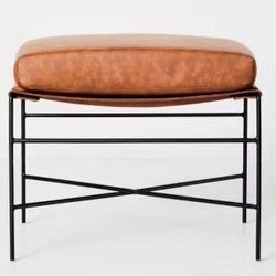 Faux Leather & Metal Ottoman - Black/Brown - Hearth & Hand™ with Magnolia