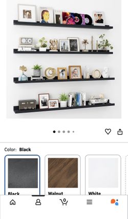 Four Black 55 Inch Long Floating Shelves