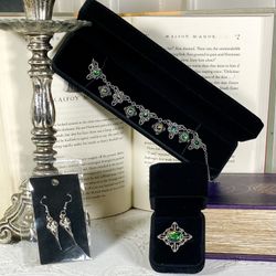 Wizarding Trunk Forbidden/Cursed Bracelet & Ring-Bird Skull Earrings-Dark Magic
